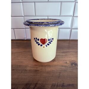 Vintage Dip Chiller Crock w/ Blue Sponge and Heart Design